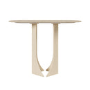 Oval Travertine Stone Console Table Modern Entryway Table with Abstract Base