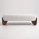 Modern White Boucle Bedroom Bench Upholstered Long Bench With Wood Legs