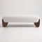 Modern White Boucle Bedroom Bench Upholstered Long Bench With Wood Legs