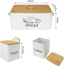 Bread Box And 3-Piece With Sugar Tea Coffee Containers Sets For Kitchen Countertop Extra Large Farmhouse Storage