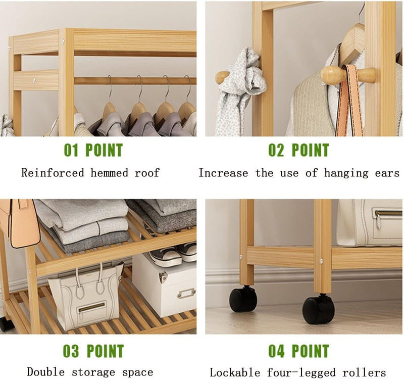 Wooden Garment Coat Rack On Wheels By MIZA