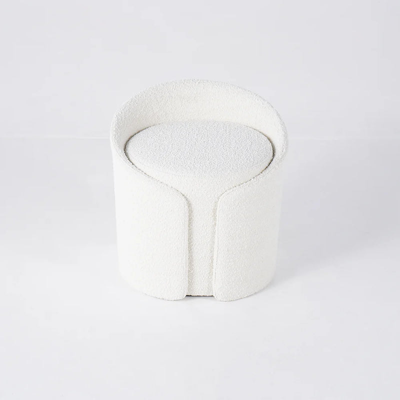 Soft Touch Vanity Stool With Lamb Wool Upholstery With Backrest