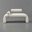 Modern White & Brown Line Tufted Bench Velvet Upholstered Bench in Gold Finish