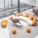 Modern Faux Leather Upholstered Sofa Orange & White Sofa