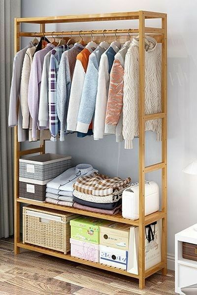 Handcrafted Open Garment Clothes Rack/Compact Open Wooden Closet By MIZA