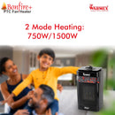 PTC BONFIRE+ Room Heater 750/1500 Watts By Warmex