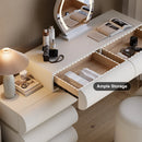 Modern White Makeup Vanity Set PU Leather Dressing Table with Stool