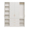 Modern Luxury White Wide Armoire Clothes Cabinet with 3 Drawers & 6 Doors