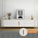 Modern Elegant Oval TV Console With Drawers & Doors In White