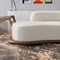 Modern White Velvet 4 Seaters Curved Sofa With Low Back Wooden Base