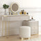 Modern Makeup Vanity Table with Side Cabinet 4 Drawers & Faux Marble Top in White