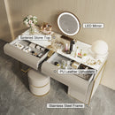 Modern Gray Makeup Vanity Set With Side Cabinet Dressing Table With Stool