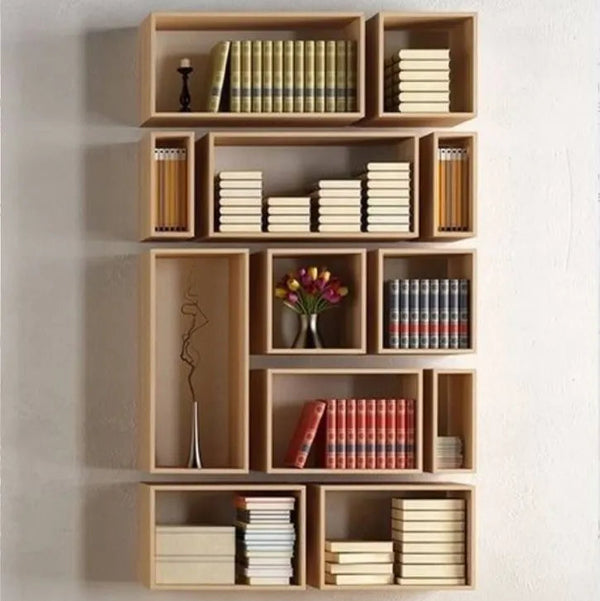 Wall Bookshelf , Floating Wall Bookshelf , Asymmetrical Bookshelf , Modular Shelves By Miza