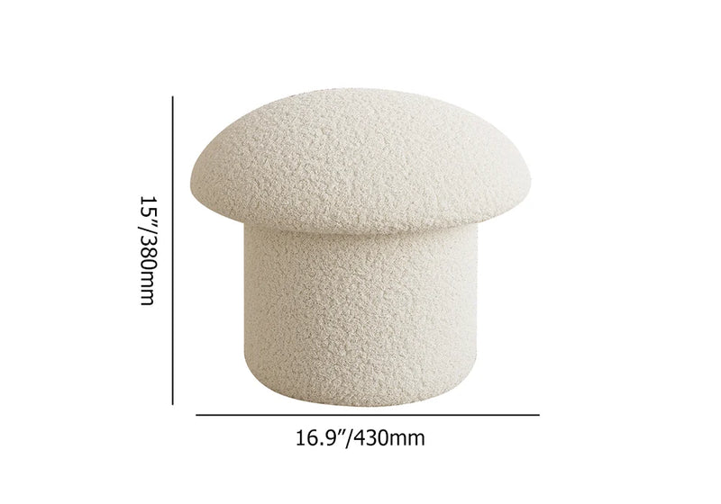 Modern White Boucle Mushroom Ottoman Upholstered Pouf