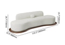 Modern White Velvet 4 Seaters Curved Sofa With Low Back Wooden Base