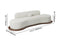 Modern White Velvet 4 Seaters Curved Sofa With Low Back Wooden Base