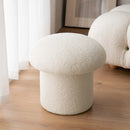 Modern White Boucle Mushroom Ottoman Upholstered Pouf