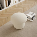 Modern White Boucle Mushroom Ottoman Upholstered Pouf