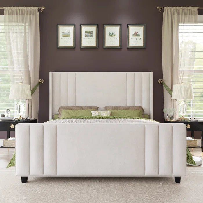 Classic Wingback King Bed Frame with Matching Headboard & Footboard