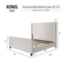 Classic Wingback King Bed Frame with Matching Headboard & Footboard