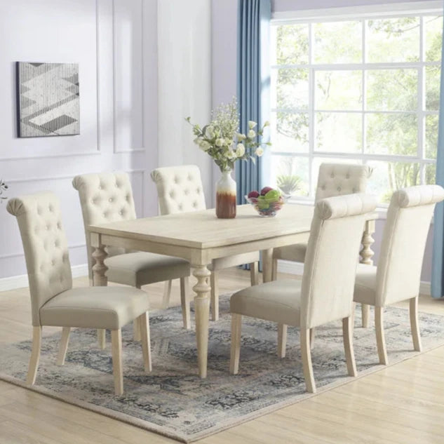 Urban Elegance White Wood Dining Table With Turned Legs