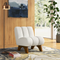 Modern Wood and Fabric Accent Sofa Chair/Stylish Single Seater Sofa for Living Room or Bedroom