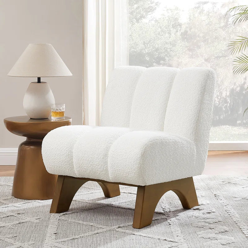 Modern Wood and Fabric Accent Sofa Chair/Stylish Single Seater Sofa for Living Room or Bedroom