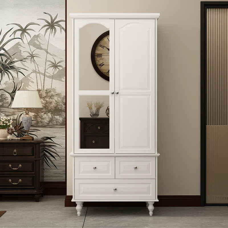 Stylish White Bedroom Armoire with Built-In Mirror and Ample Storage/Cupboard for Bedroom