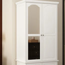 Stylish White Bedroom Armoire with Built-In Mirror and Ample Storage/Cupboard for Bedroom