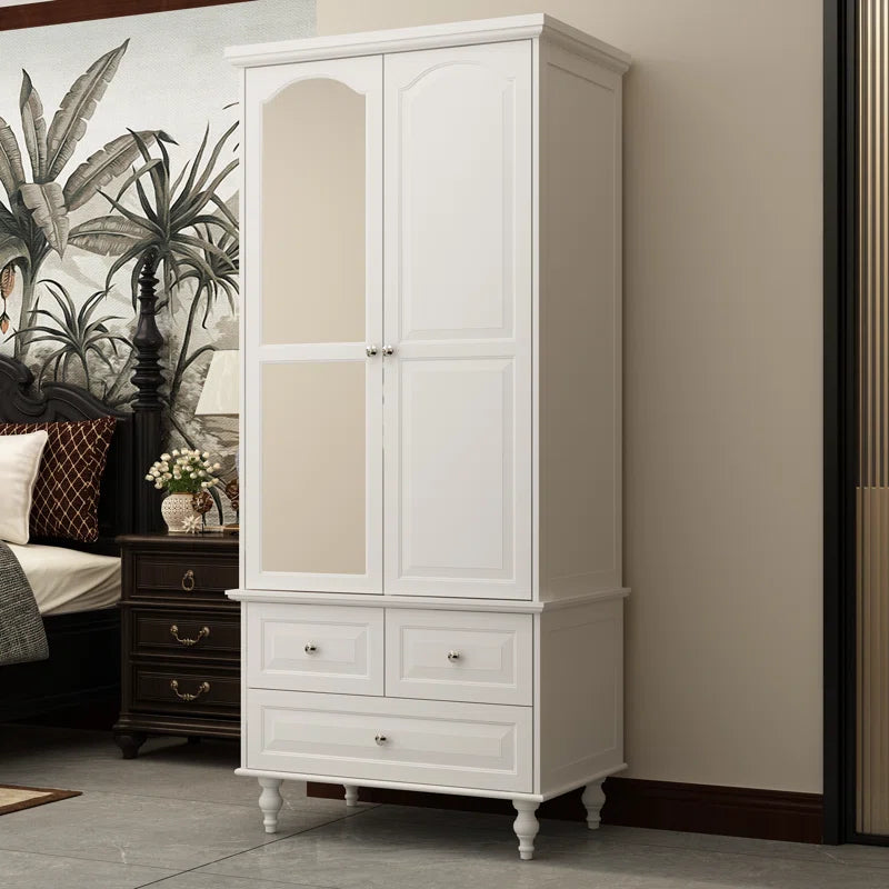 Stylish White Bedroom Armoire with Built-In Mirror and Ample Storage/Cupboard for Bedroom