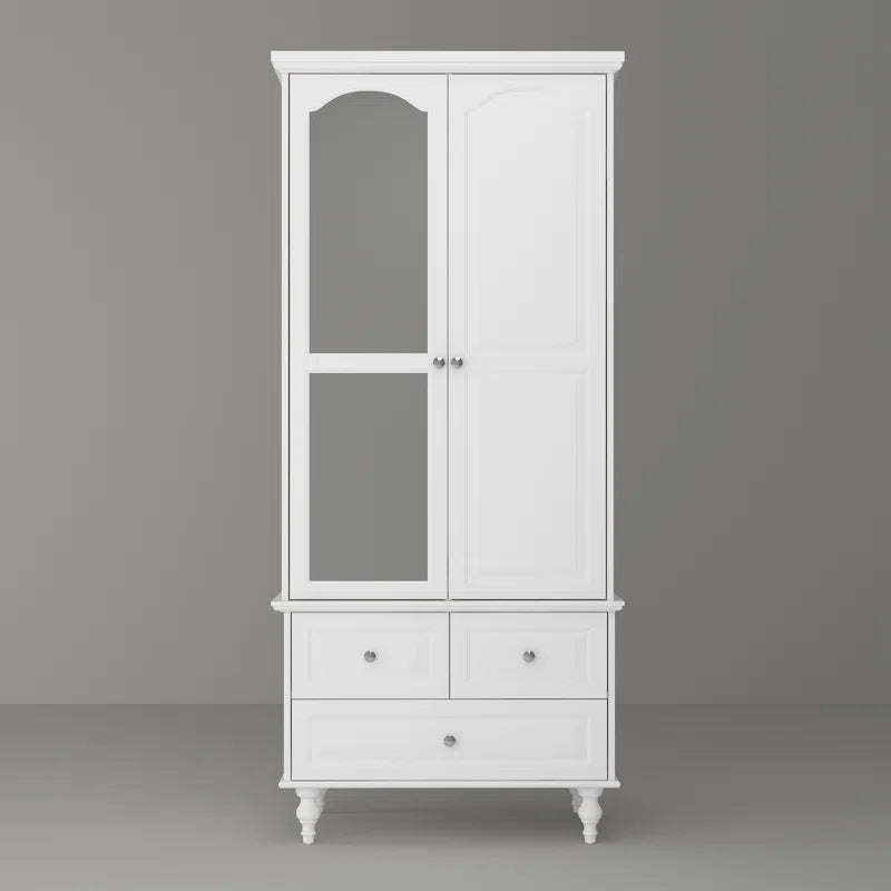 Stylish White Bedroom Armoire with Built-In Mirror and Ample Storage/Cupboard for Bedroom