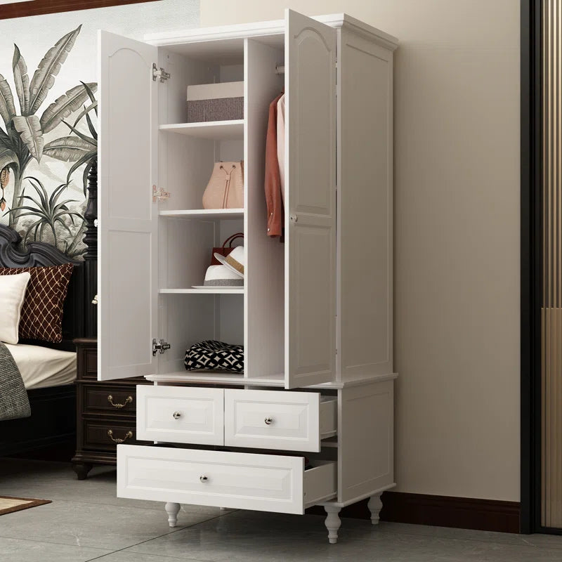 Stylish White Bedroom Armoire with Built-In Mirror and Ample Storage/Cupboard for Bedroom