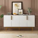 Modern Elegant 4-Door Sideboard, Buffet Cabinet With Gold Metal Handle