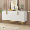 Modern Elegant 4-Door Sideboard, Buffet Cabinet With Gold Metal Handle