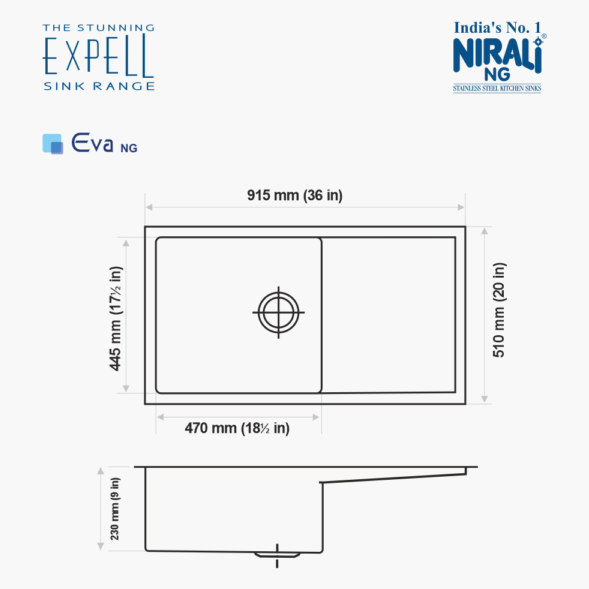 Nirali Eva Kitchen Sink in Stainless Steel 304 Grade