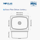 Nirali Grace Plain Deluxe Stainless Steel Single Bowl Kitchen Sink in 304 Grade