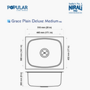 Nirali Grace Plain Deluxe Stainless Steel Single Bowl Kitchen Sink in 304 Grade