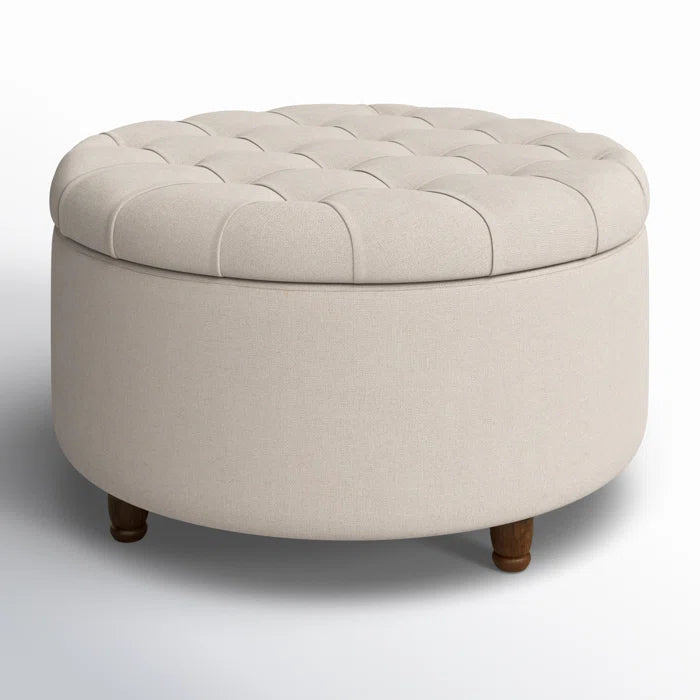 Sophisticated Round Tufted Velvet Storage Ottoman & Seat