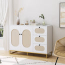 Sophisticated Buffet Sideboard With Natural Rattan Doors