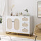 Sophisticated Buffet Sideboard With Natural Rattan Doors