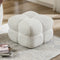 Comfortable Round Stuffed Pouf Ottoman - Plaid Design with Foam