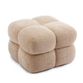 Comfortable Round Stuffed Pouf Ottoman - Plaid Design with Foam