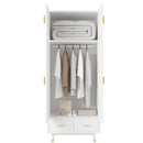 Versatile Wardrobe Cabinet Clothing Rod With Double Drawer Storage