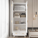 Versatile Wardrobe Cabinet Clothing Rod With Double Drawer Storage