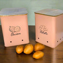 Storage Bin for Potato & Onion 2 Pack Set Countertop Pots Containers with Wooden Lid/Kitchen Canisters Set