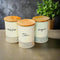 Kitchen Canisters with Wooden Lids, Airtight Metal Container Set, Coffee, Sugar, Tea Set Of 3