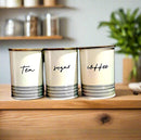 Kitchen Canisters with Wooden Lids, Airtight Metal Container Set, Coffee, Sugar, Tea Set Of 3