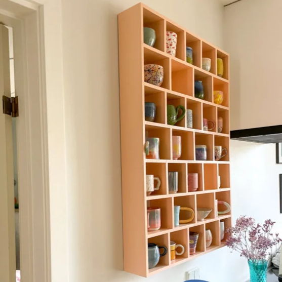 Wooden Cup Display Shelf By Miza