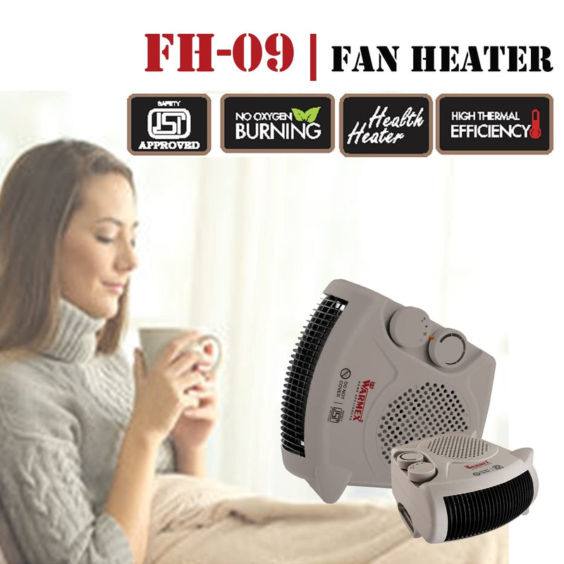 Dual Placement Electric Fan Heater FH 09 Room Heater By Warmex