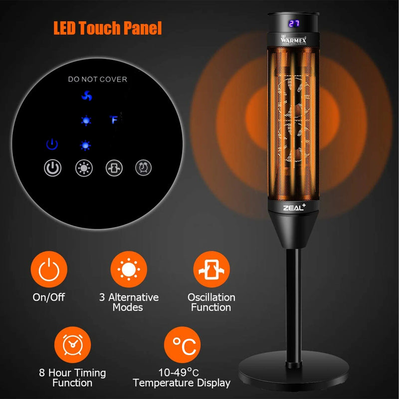 ZEAL+ Electric PTC Heater Touch Control Digital Display Adjustable Temperature By Warmex